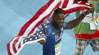 Sprinter Amerika Serikat, Justin Gatlin, mengaku tak masalah dengan cemoohan penonton saat dirinya merebut medali perak cabang atletik nomor 100m putra Olimpiade Rio de Janeiro 2016. (REUTERS/Carlos Barria)