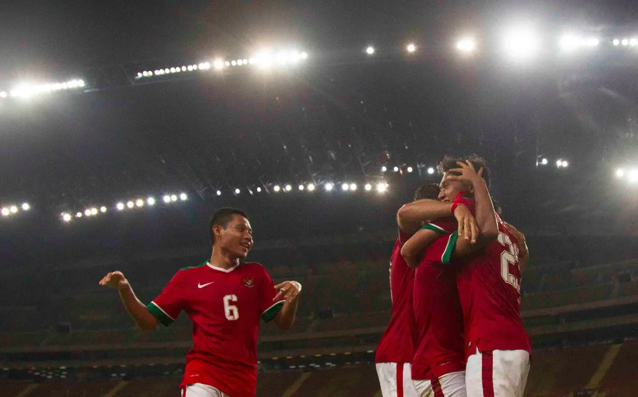 Pemain timnas Indonesia U-22 merayakan salah satu gol mereka ke gawang Filipina di laga SEA Games 2017, Kamis (17/8). (Foto: PSSI)