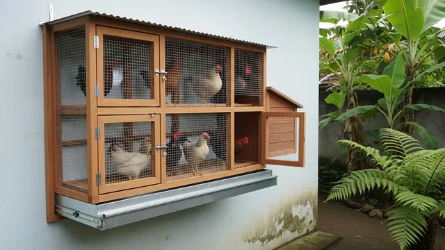 Model Kandang Ayam Tembok Semi Permanen yang Tahan Lama dan Aman Desain Tempel Tembok