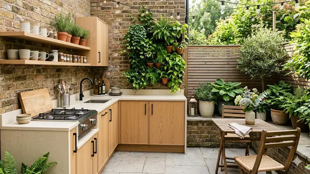 Ide Taman Belakang dengan Dapur L-Shape (Foto: Gemini AI)