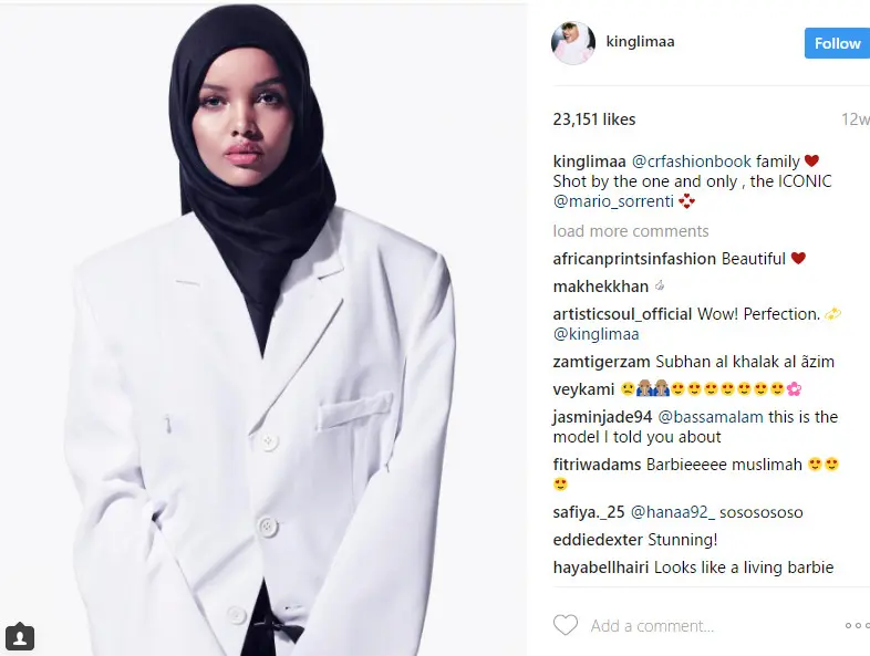 Mengenal lebih dekat Halima Aden, model hijab yang berunjuk gigi di Milan Fashion Week. (Foto: akun instagram Halima Aden @kinglimaa)