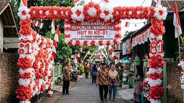 Desain Dekorasi HUT RI dari Limbah Plastik yang Murah tapi Mencuri Perhatian/AI Generated