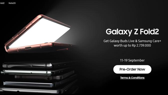 Pre-order Galaxy Z Fold 2 di www.GalaxyLaunchPack.com dibuka mulai 11-19 September 2020 (Liputan6.com/ Agustin Setyo W)