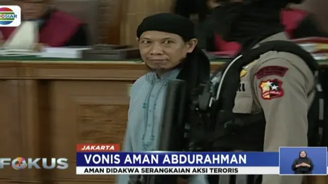 Sidang pembacaan vonis Aman Abdurrahman digelar, pengamanan Pengadilan Negeri Jakarta Selatan diperketat.