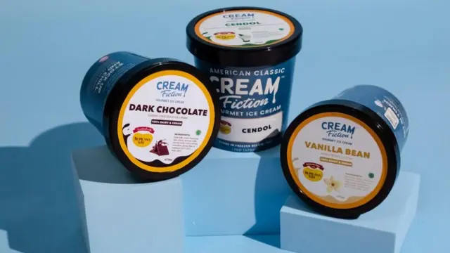 tiga varian menu es krim baru dari kolaborasi Cream Fiction dan Tropicana Slim