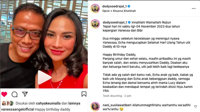 Tepat Dua Tahun Vanessa Angel Meninggal Dunia, Doddy Sudrajat Kenang Momen Terakhir Rayakan Ulang Tahun