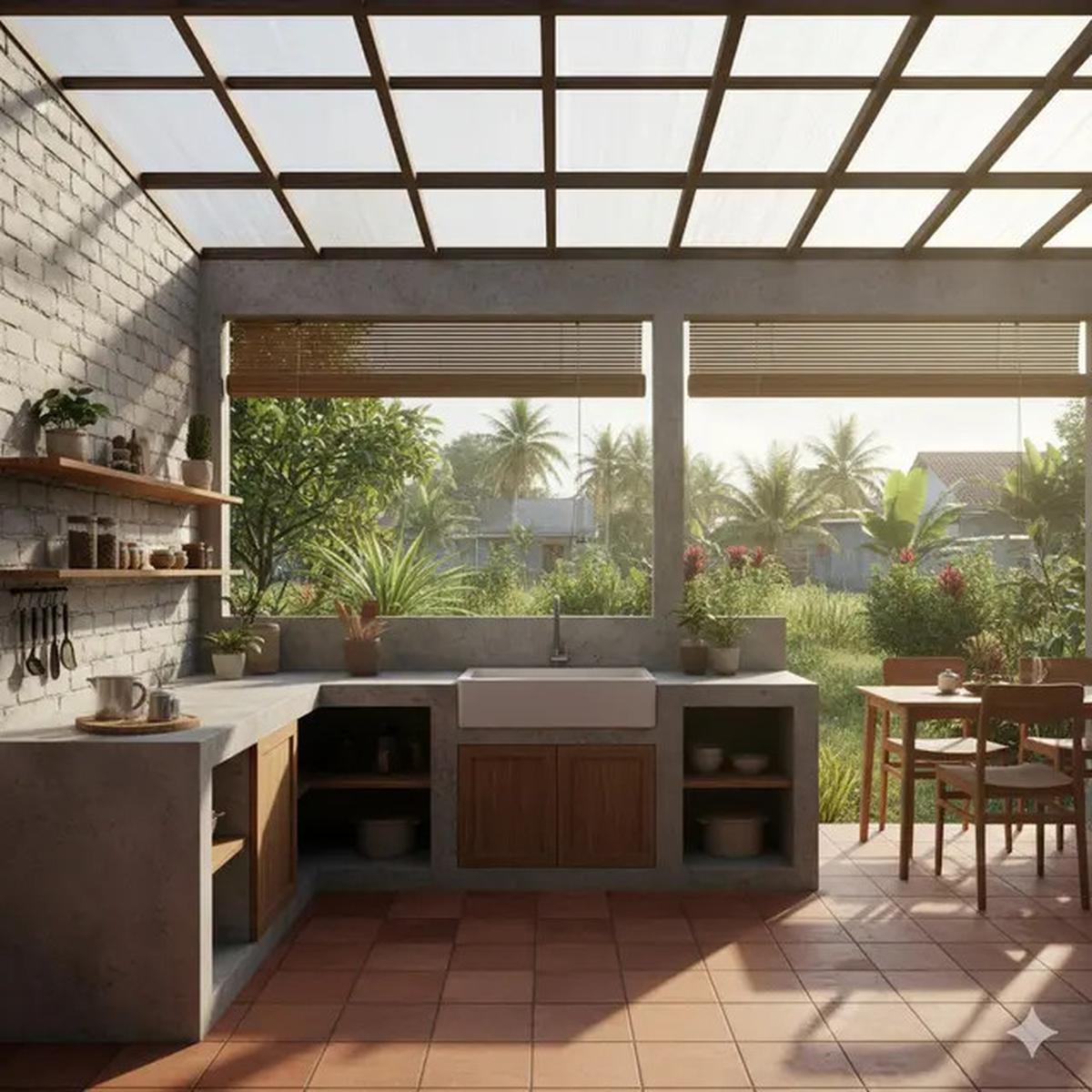 7 Desain Dapur Kecil Ala Tropis dengan Nuansa Kayu untuk Rumah Desa yang Hangat, Natural dan Bikin Betah Masak
