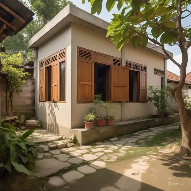 Desain Rumah Beton Tembok Sederhana 6x9 di Desa (Image by ChatGPT)