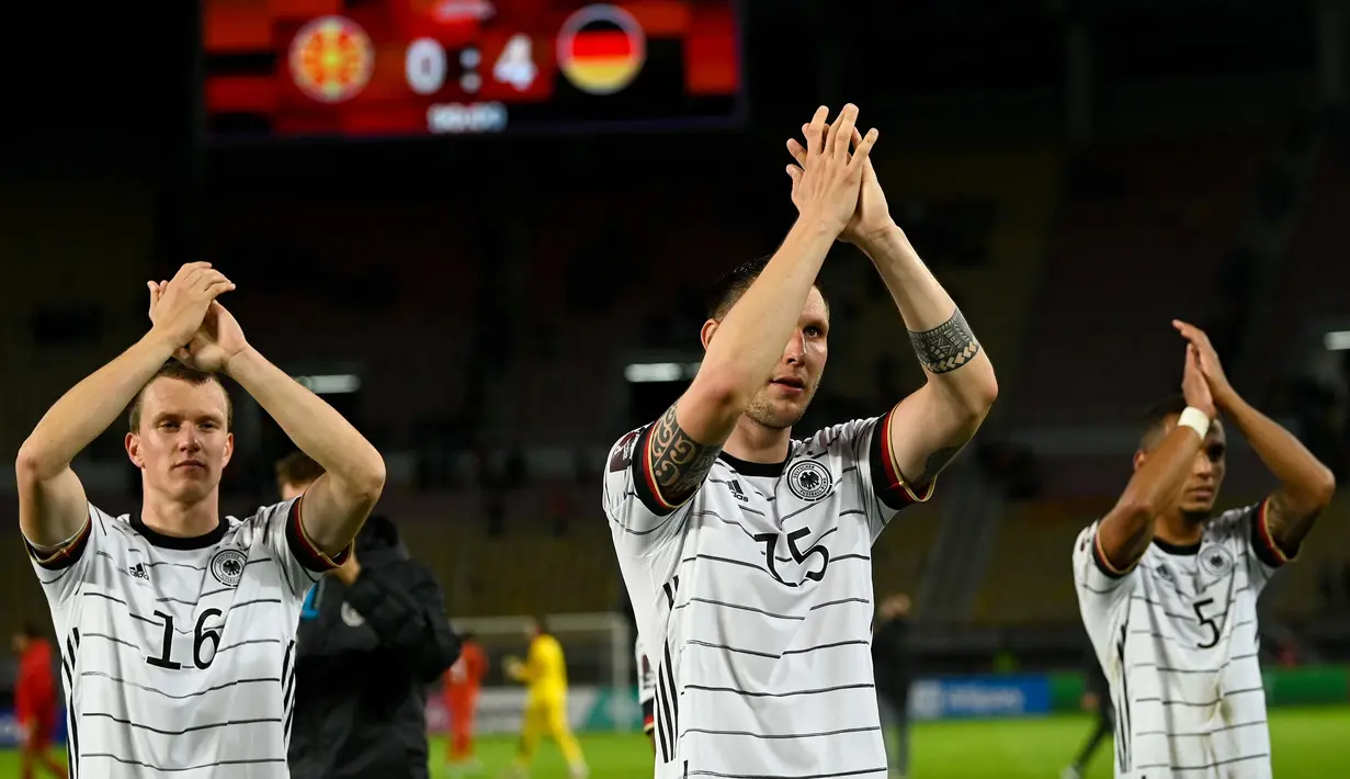 Jerman menjadi tim Eropa yang berhasil tampil konsisten di ajang Piala Dunia. Mereka hanya absen sebanyak dua kali dari 22 edisi Piala Dunia. Hal itu terjadi pada tahun 1930 dan 1950 karena tidak mendaftar dan tidak diizinkan mengikuti akibat perang yang baru saja berakhir. (AFP/Nikolay Doychinov)