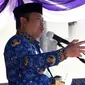 Penjabat Gubernur Gorontalo, Ismail Pakaya saat memberikan sambutan pada apel korpri. Foto Humas Pemprov Gorontalo (Arfandi Ibrahim/Liputan6.com)