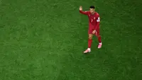 Pemain Portugal Cristiano Ronaldo bereaksi setelah Portugal kalah dalam laga babak 16 besar Piala Dunia 2026 antara Portugal vs Spanyol di Arlington, Texas, dekat Dallas, Senin, 6 Juli 2026. (AP Photo/Sam Hodde)