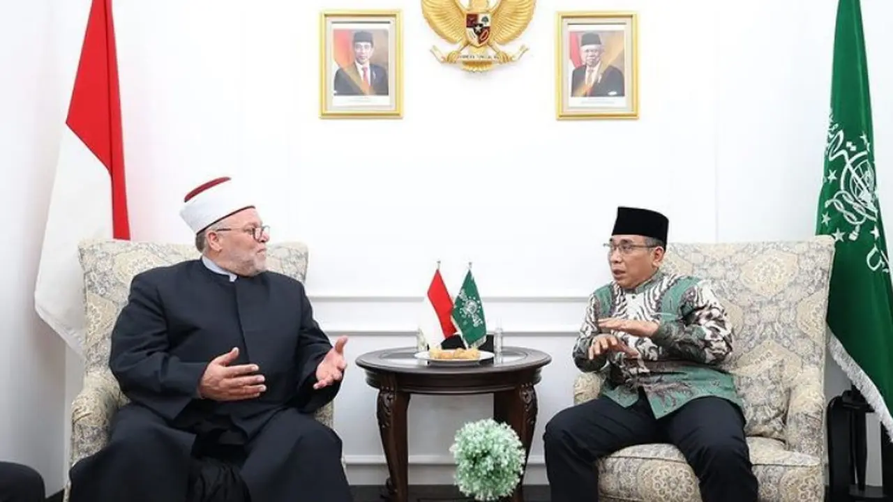 Wakil Hakim Agung Palestina Mohammed Abdalhafez Yousef Azzam, akhir pekan ini, berkunjung ke Kantor Pengurus Besar Nahdlatul Ulama, Jalan Kramat Raya 164, Jakarta (PBNU).