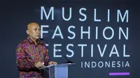 Menteri Koperasi dan UKM Teten Masduki, pada acara pembukaan Muslim Fashion Festival (Muffest) 2021 bertema Recover for Fashion, di Kota Kasablanka, Jakarta, Kamis (18/3/2021).