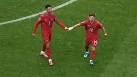 Cristiano Ronaldo dan Francisco Conceiciao dari Portugal bereaksi saat menjalani pertandingan Grup K Piala Dunia FIFA 2026 antara Portugal melawan DR Kongo di Houston Stadium, Houston, Texas, pada 17 Juni 2026. (Lars Baron / GETTY IMAGES NORTH AMERICA / Getty Images via AFP)