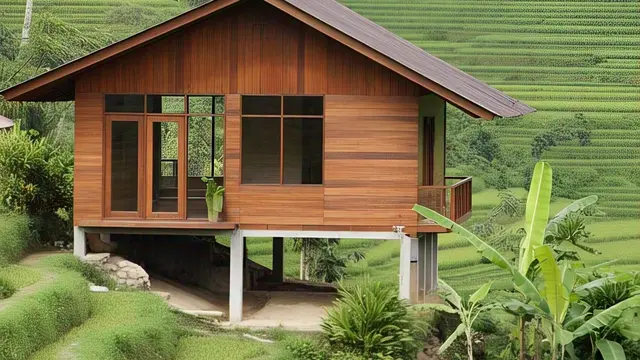 Inspirasi Rumah Sederhana di Desa dengan Dinding Kayu/via ChatGPT