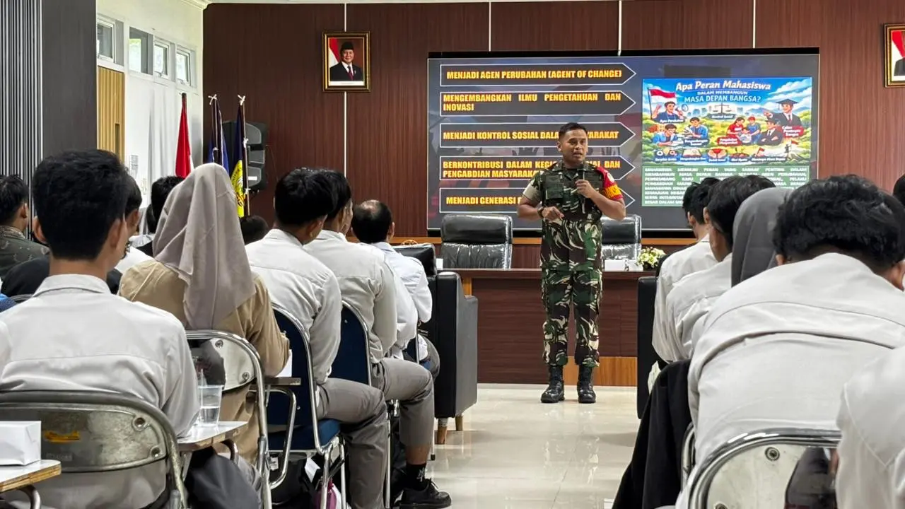 Dandim 0623/Cilegon selaku Dansatgas TMMD 128 memberi Kuliah Umum Wawasan Kebangsaan.