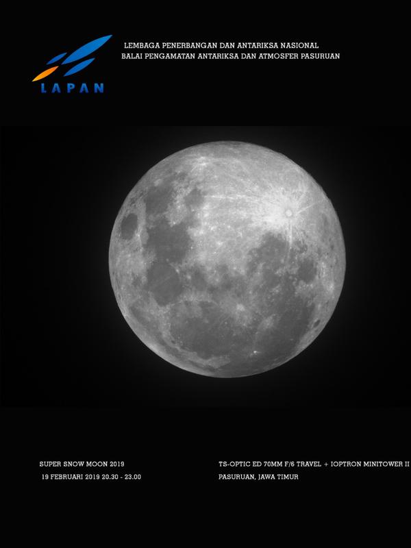 Balai Pengamatan Antariksa dan Atmosfer LAPAN Pasuruan menangkap fenomena Super Snow Moon. (Dokumentasi Lapan)