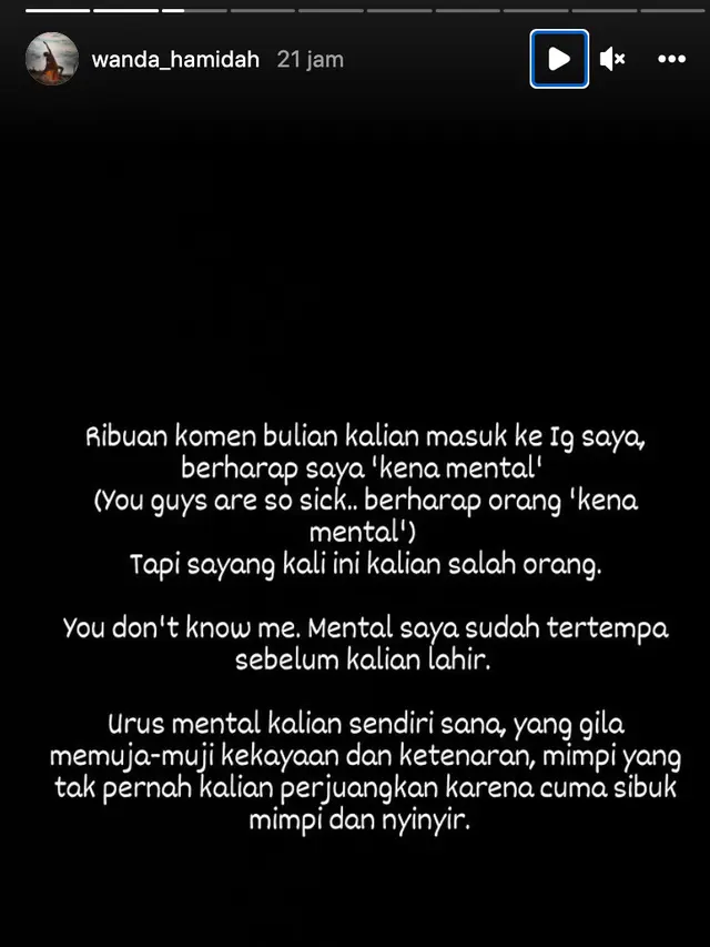 Unggahan Wanda Hamidah. (Foto: Instagram @wanda_hamidah)