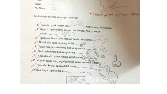 6 Potret Lembar Jawaban Murid Dapat Nilai 0 Ini Bikin Guru Tepuk Jidat