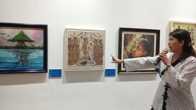Pameran Seni SBY, Art for Peace and a Better Future: Collaboration, Jakarta, Selasa (18/8/2026)  (Liputan6.com/Nurri Indah)