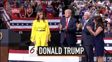 Presiden Amerika Serikat Donald Trump resmi mencalonkan diri kembali di pemilihan presiden Amerika Serikat tahun 2020. Kampanye perdana Trump di Gelar di Orlando, Florida.