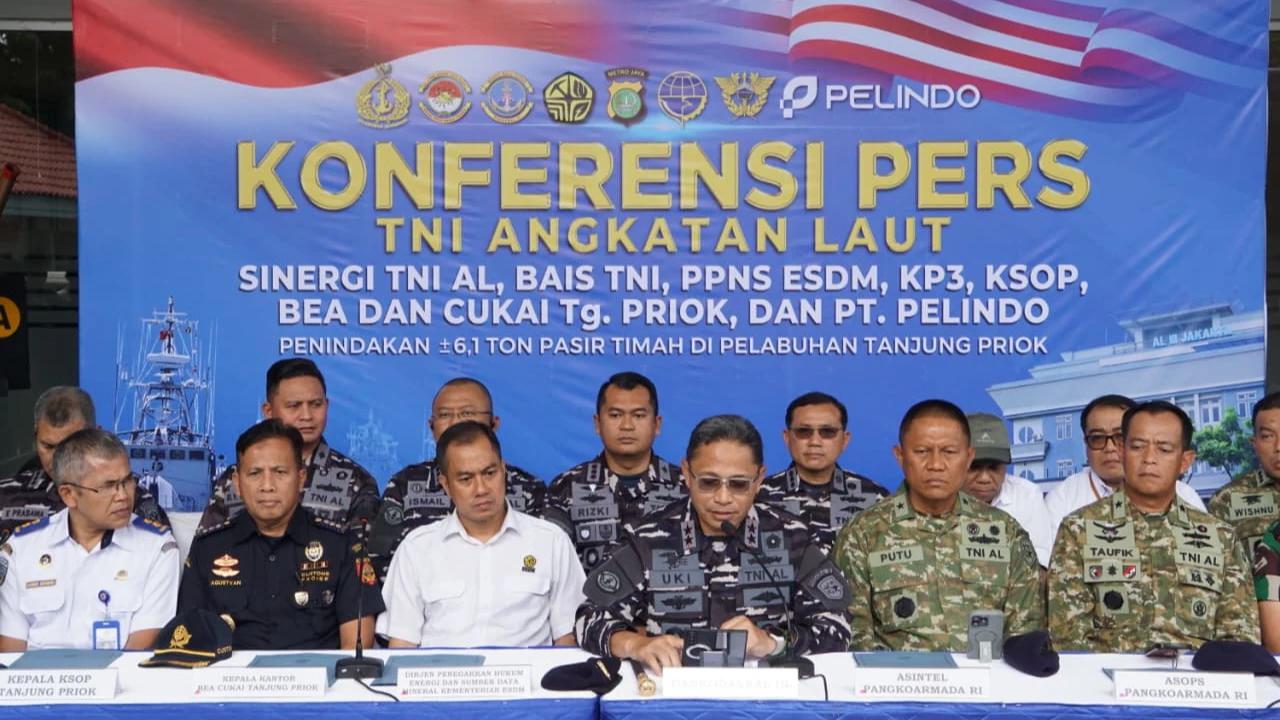 TNI AL dan Tim Gabungan Gagalkan Penyelundupan 6,1 Ton Pasir Timah Ilegal di Tanjung Priok