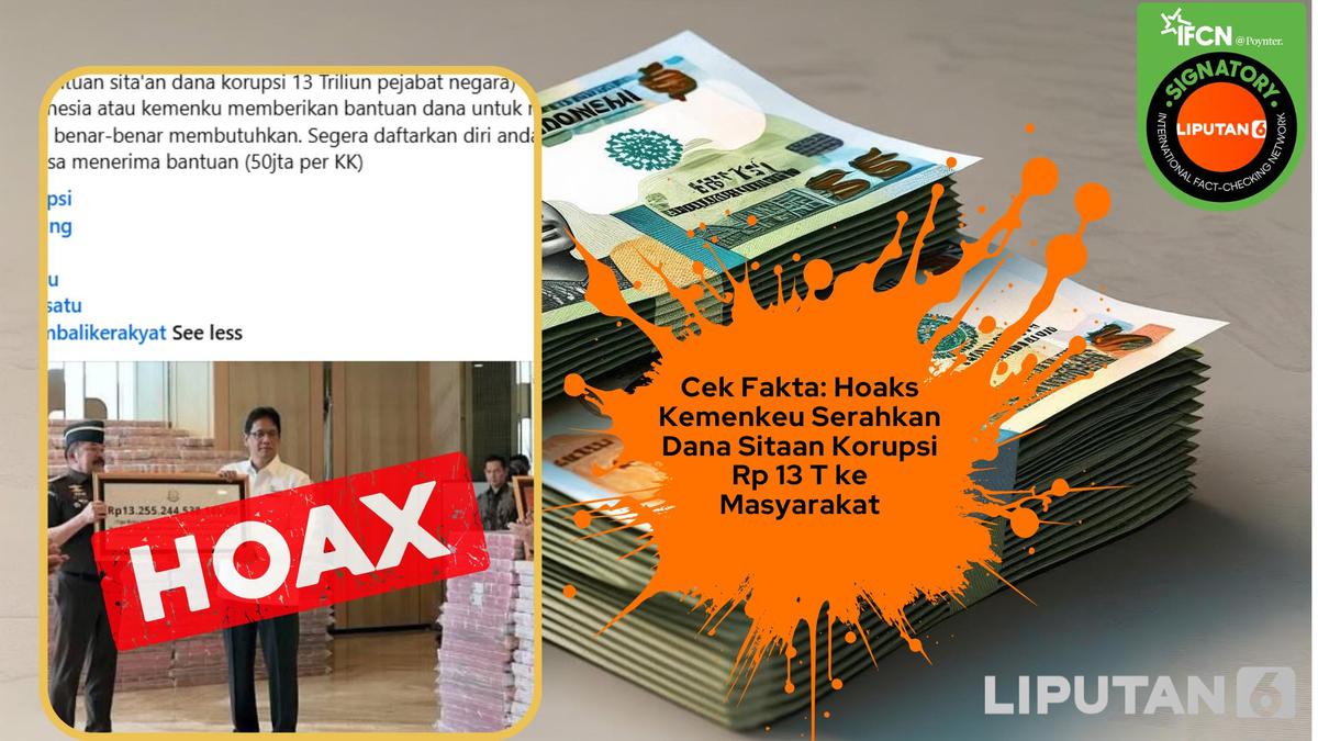 Cek Fakta: Hoaks Foto Kemenkeu Serahkan Bantuan Dana Rp 50 Juta per Keluarga dari Sitaan Korupsi
