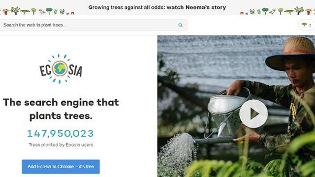 Tampilan laman search engine Ecosia (Screenshot Ecosia.org)