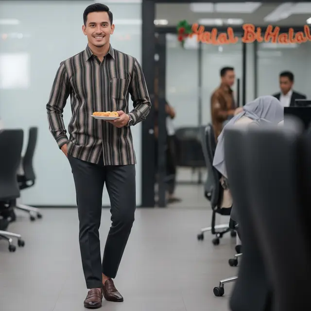 Outfit Cowok Saat Halal Bi Halal di Kantor (Image by Gemini AI)