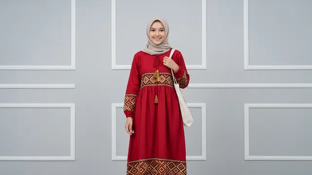 Gamis Katun Bordir Motif Etnik