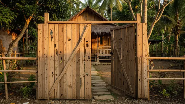 10 Model Gerbang Rumah dari Kayu Sederhana tapi Kuat, Natural dan Keamanan Terjaga
