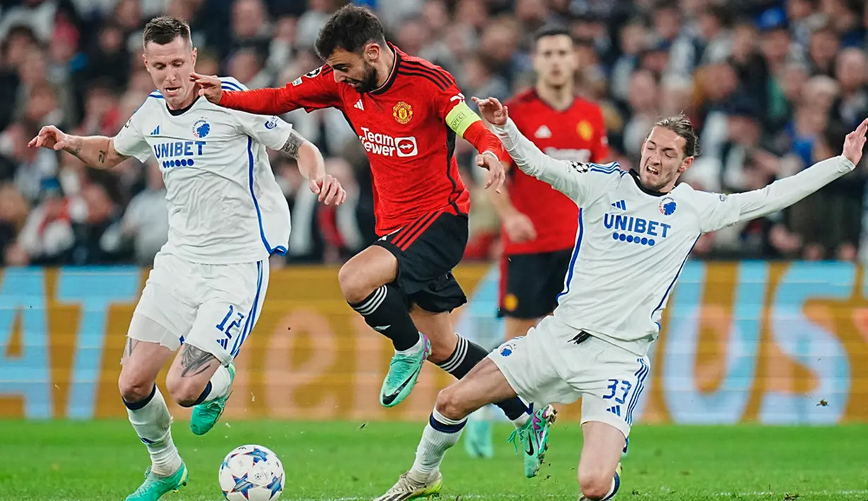 Penampilan Manchester United sebenarnya cukup impresif meski bertanding di kandang lawan. (Liselotte Sabroe/Ritzau Scanpix via AP)