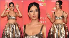 Kompilasi foto saat Katy Perry menghadiri G'Day USA Arts Gala di Skirball Cultural Center, Los Angeles, California, Amerika Serikat, 28 Januari 2023. (Monica Schipper/Getty Images/AFP)
