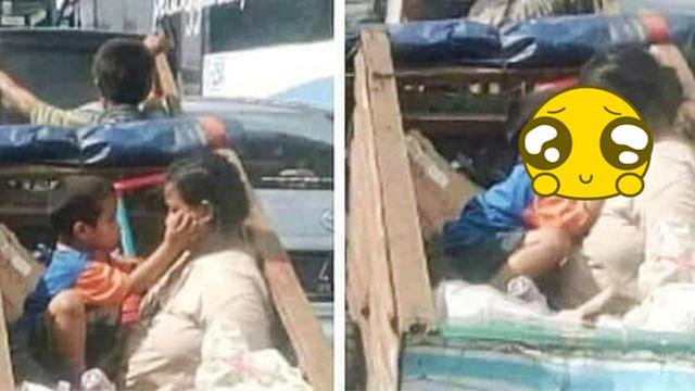 [Bintang] Jadi Viral! Foto Ibu dan Anak di Gerobak Ini Bikin Netizen Menangis Haru