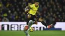 Penyerang Watford, Andre Gray menyumbangkan satu gol saat timnya menang atas Newcastle United pada laga Premier League di di St James' Park (25/11/2017). Watford menang 3-0. (AFP/Ben Stansall)