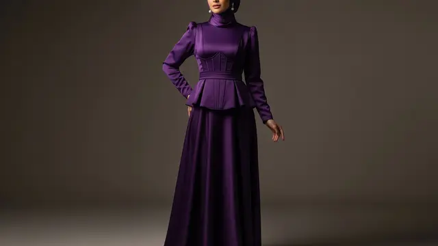 Gamis dengan Detail Korset Modern yang Santun