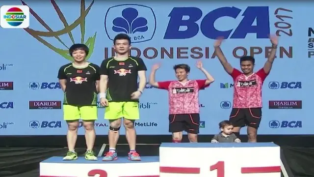 Tim bulutangkis Indonesia akhirnya meraih satu gelar di turnamen bulutangkis Indonesia Terbuka. 