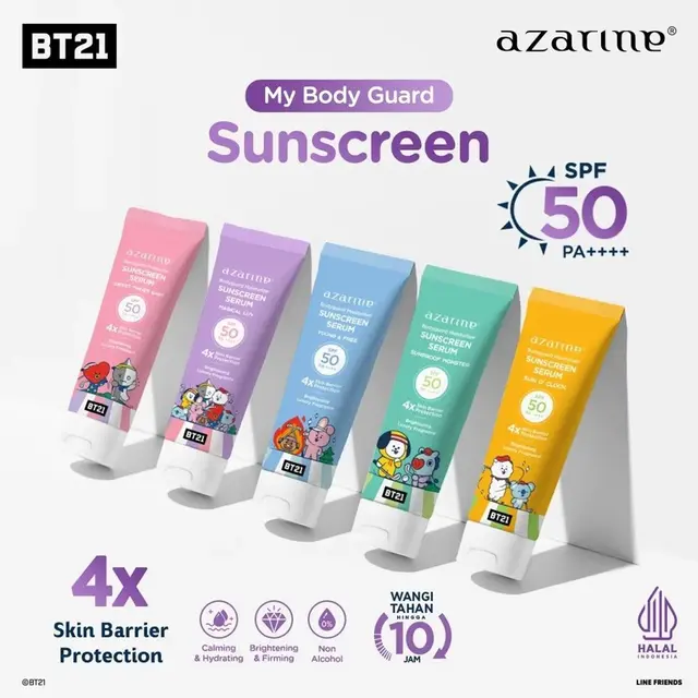 Pakai Sunscreen Nggak Hanya di Wajah, Yuk Berikan Perlindungan Maksimal dengan Azarine Bodyguard Sunscreen Serum with BT21