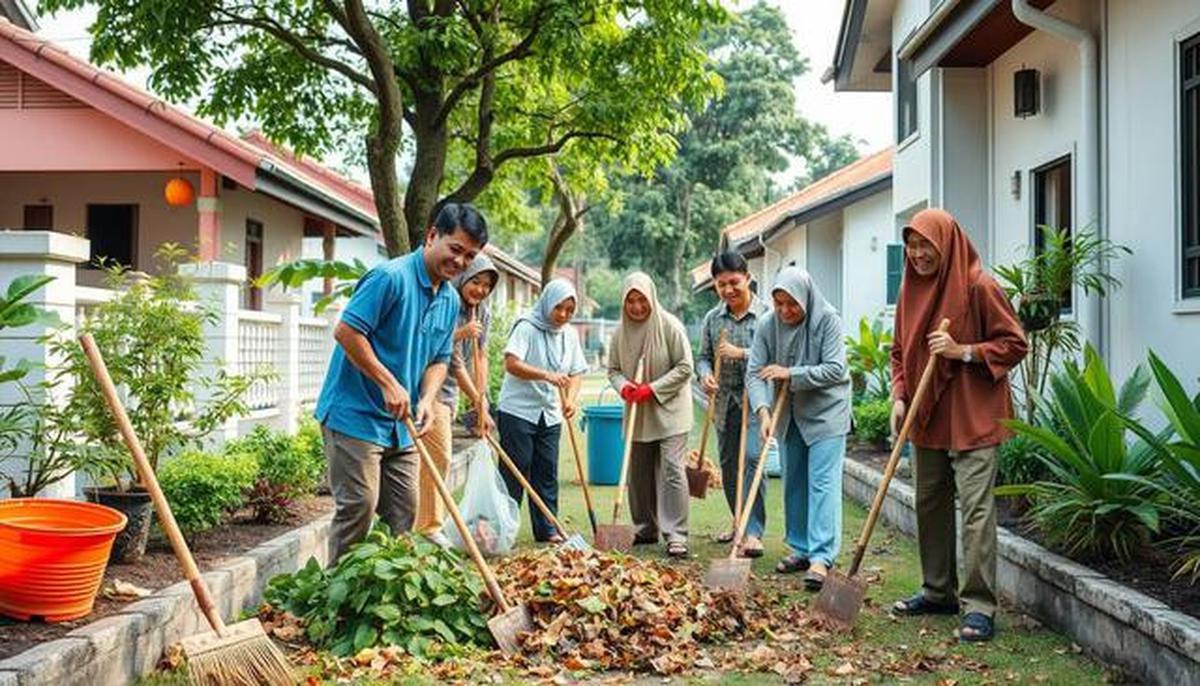 Ilustrasi Membersihkan Lingkungan Rumah