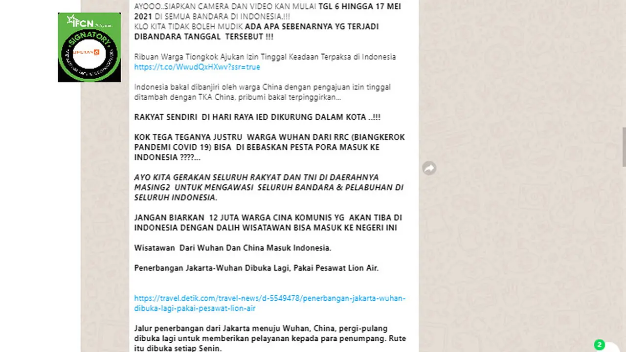 Cek Fakta Liputan6.com menelusuri klaim warga negara Tiongkok ajukan izin tinggal di Indonesia saat mudik dilarang