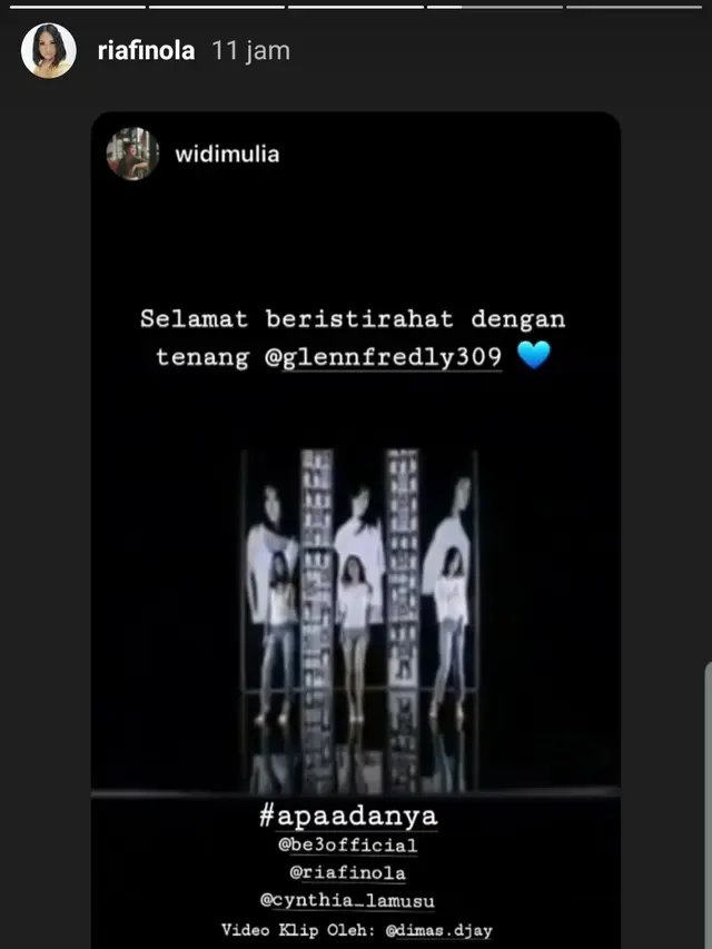 Unggahan Nola. (Foto: Instagram @riafinola)