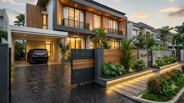 Model Pagar dengan Lampu Tanam yang Elegan, Bikin Fasad Makin Mewah