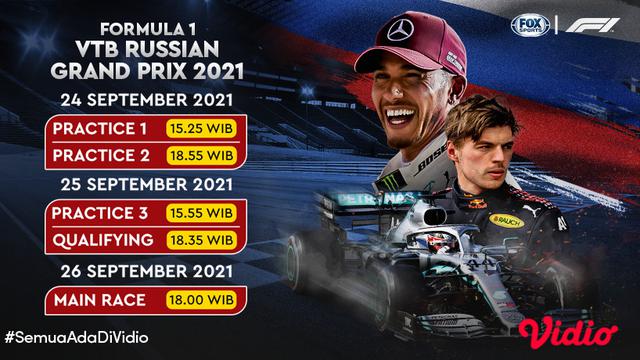 Jadwal dan Live Streaming F1 Rusia 2021 di Vidio, 24-26 September 2021