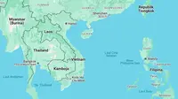 Tangkapan layar Google Maps yang menunjukkan Teluk Thailand.