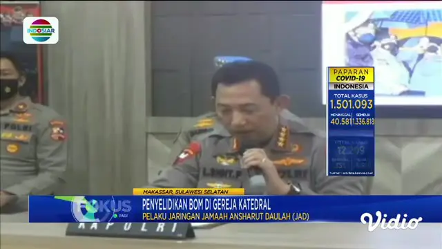 Fokus Pagi menyajikan beberapa topik berita, Pengejaran Jaringan Teroris JAD, Api di Kilang Pertamina Belum Padam, Banjir Rendam Permukiman Warga, dan Pesona Erupsi Gunung Berapi.