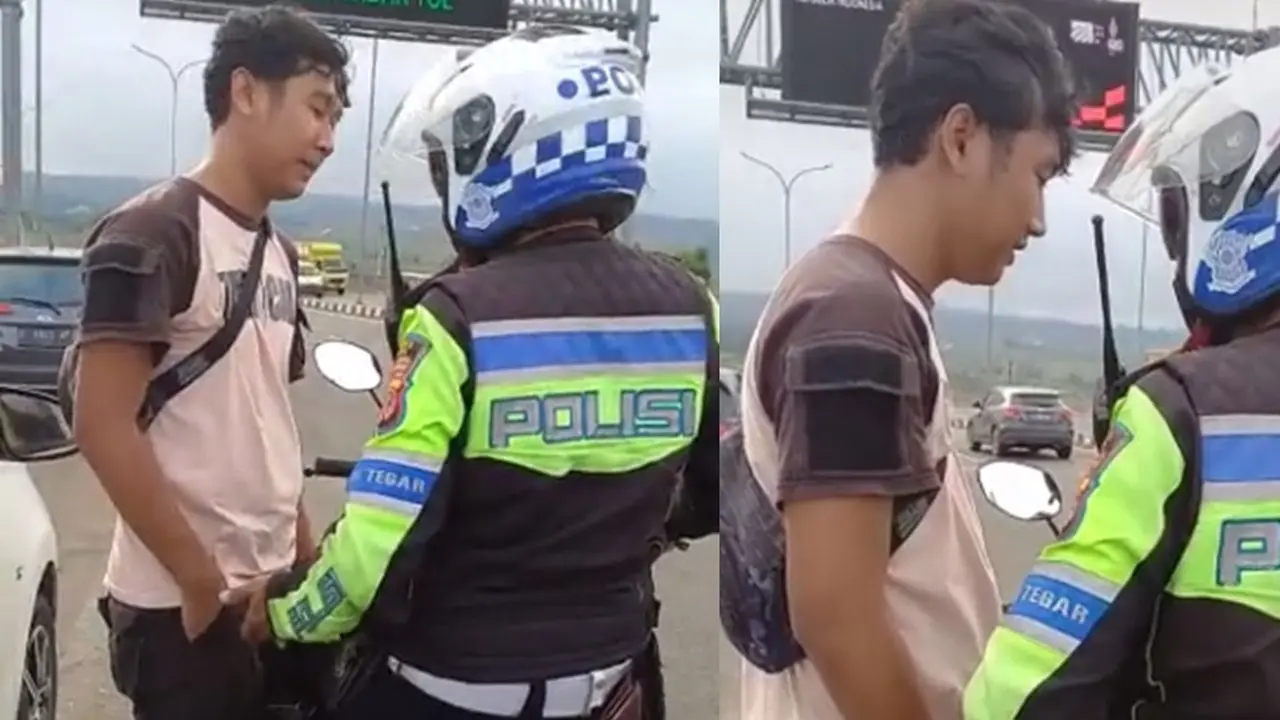 Polisi tilang pemobil (TikTok/@hysyhss)
