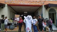 Maskot Piala Dunia 2022.La'eeb singgah dan menjadi pusat perhatian di kawasan Keraton Surakarta dan Pasar Gede Kota Solo, Jumat (28/10/2022). (SCM)