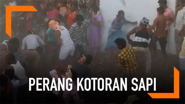 Sebuah tradisi tak lazim berlangsung di kawasan India Selatan. Perang saling lempar kotoran sapi dilakukan antara dua kelompok. Tradisi ini dilakukan demi "kesahatan yang baik." Seperti apa keseruannya?