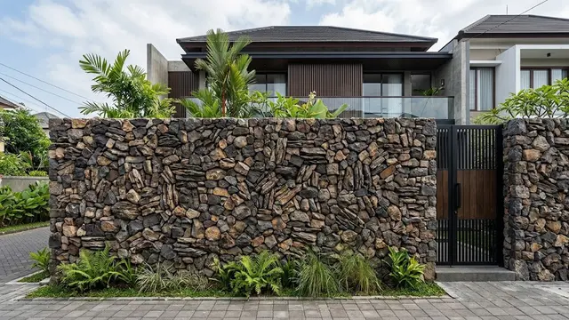 Pagar dengan Motif Batu Alam Berlebihan