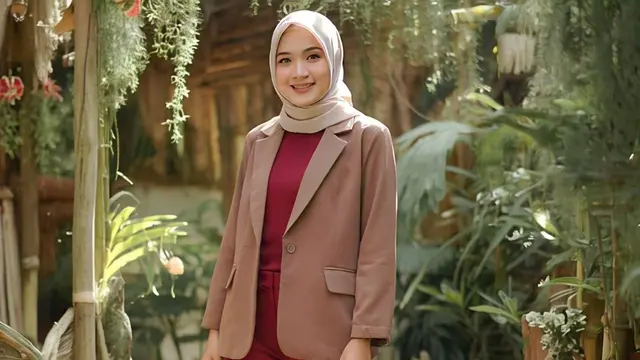 Kombinasi outfit atasan cokelat muda dan celana merah untuk kesan warm dan earthy/Nurul Diva Kautsar via Meta AI